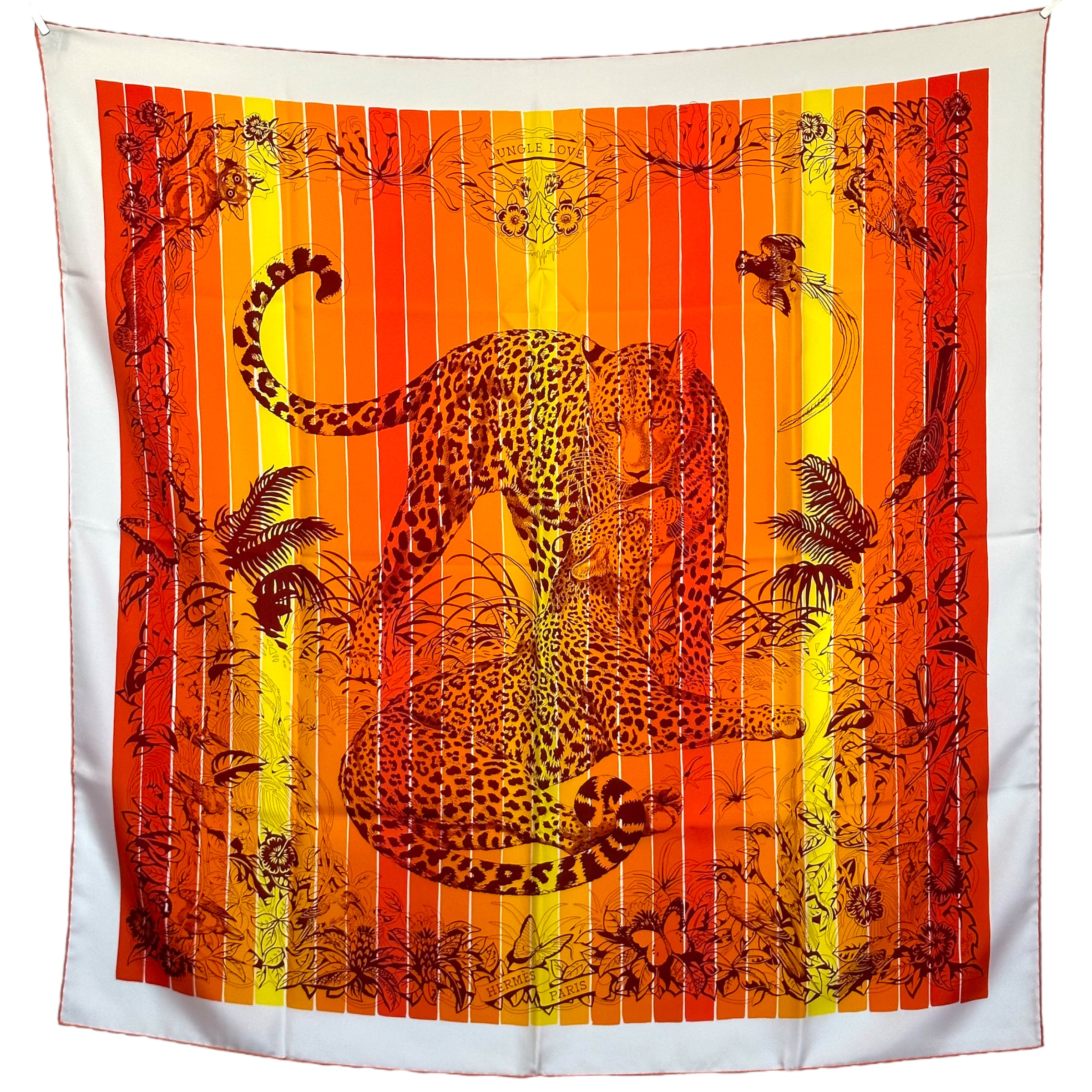 JUNGLE LOVE RAINBOW CARRE HERMES SILK SCARF