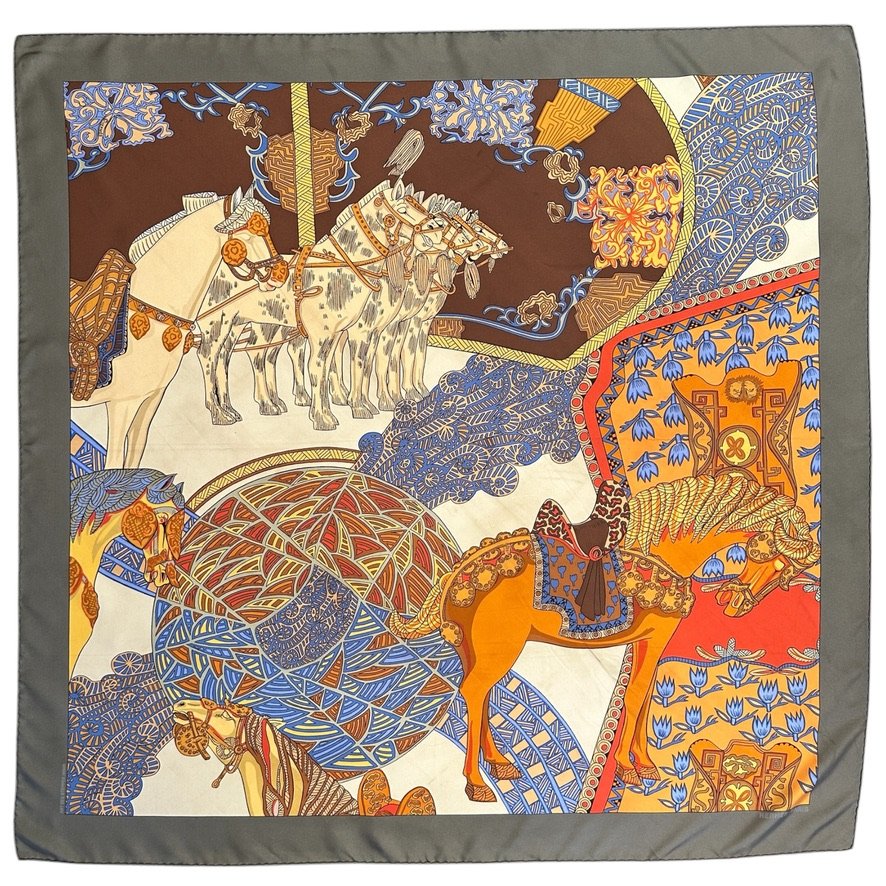 carre hermes art des steppes detail